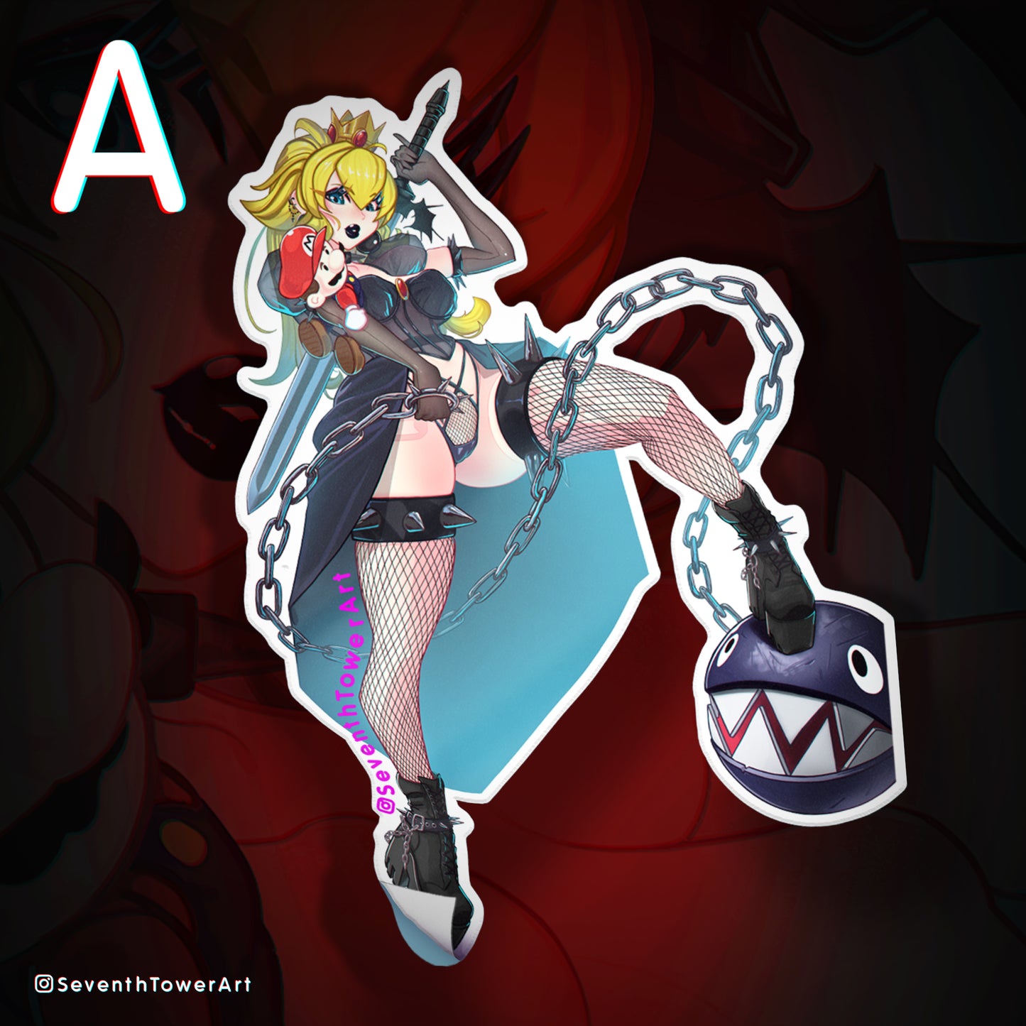 "GOTH MOMMY" -Princess Peach (DieCut stcker)