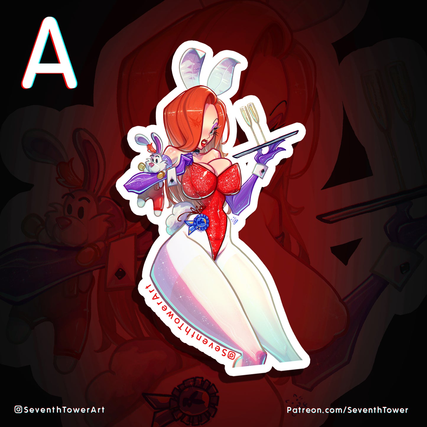 "Jessica Rabbit Bunny" - WHO FRAMED ROGER RABBIT? PARODY (DieCut stcker)